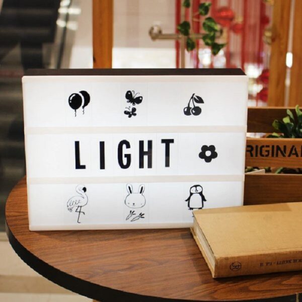 Cinema Light Box with Changeable Letter & Symbols - Black Letters