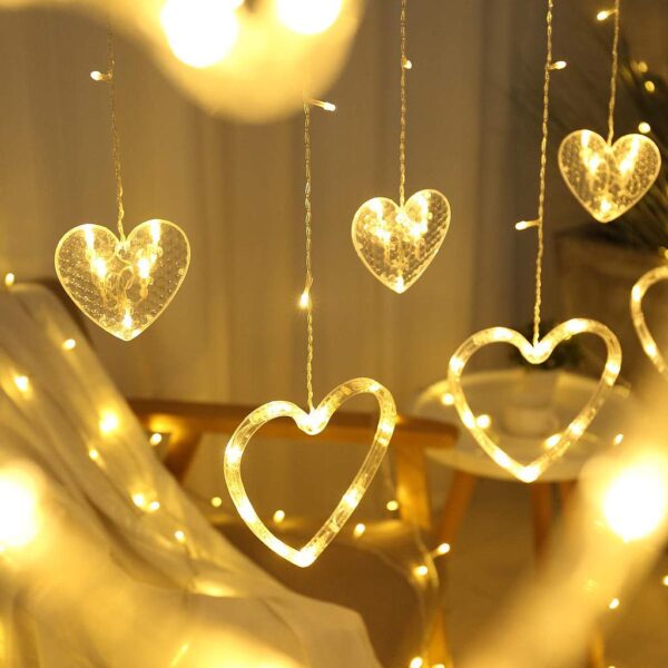 6 + 6 LED Love Heart String Lights (Warm White)