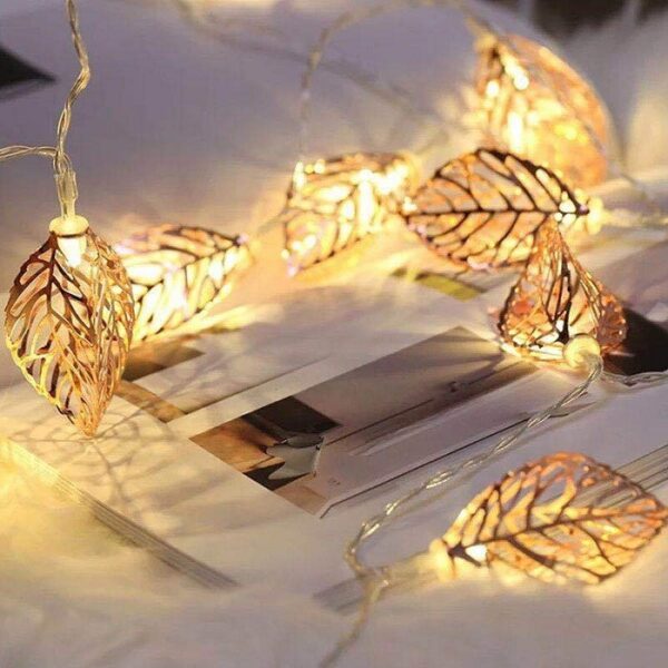 Golden Metal Leaf LED String Lights (10 Lamps)